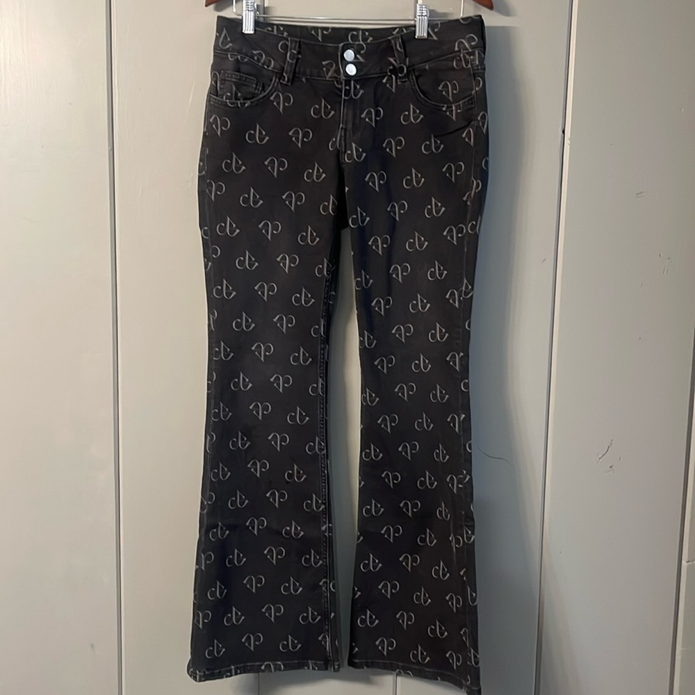 NWT H&M Jeans Black Denim Flared Grunge Goth Funky Rock Boho Festival Whimsigoth